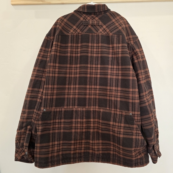 Duluth Trading Men's Folklore Flannel Insulated Shirt Jacket Black Brown XLT - Picture 6 of 8